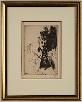 Anders Zorn, etching, 1896, signed in pencil.