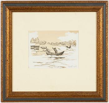 Roland Svensson, mixed media, signed.