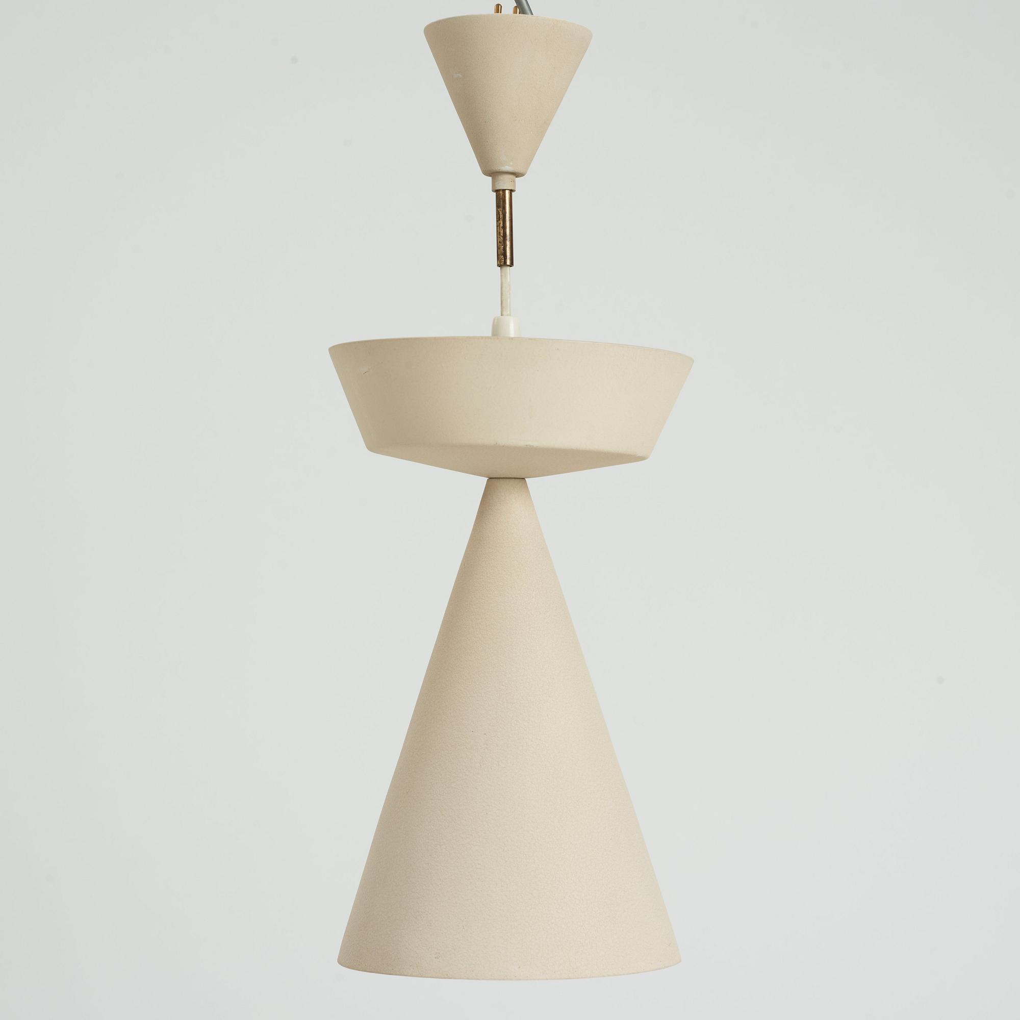 Bertil Brisborg, an egg-shell lacquered ceiling light, Nordiska Kompaniet Sweden 1950's.