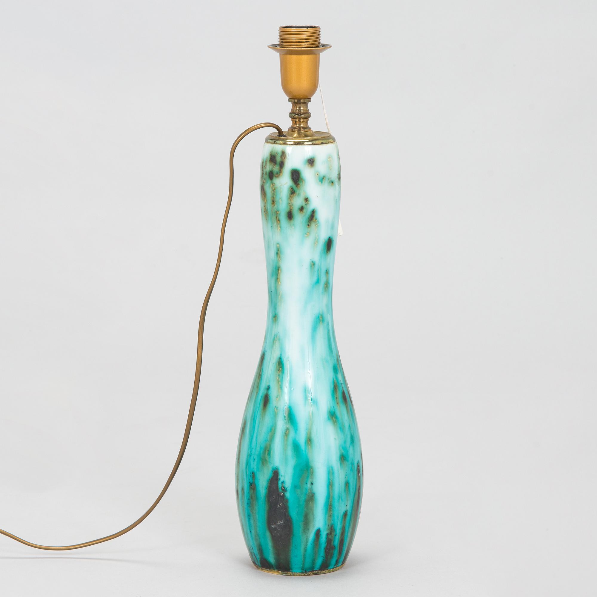 Friedl Holzer-Kjellberg, a ceramic tablelamp, signed Arabia -F.H.Kj.-.