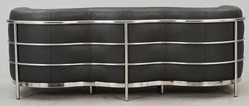 A Jonathan De Pas, Donato d'Urbino & Paolo Lomazzi 'Onda' grey leather and chromed steel sofa, Zanotta, Italy.