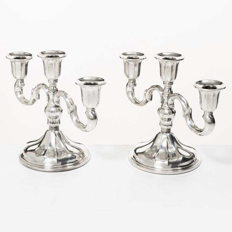 Candelabras, a pair, silver, 20th century.
