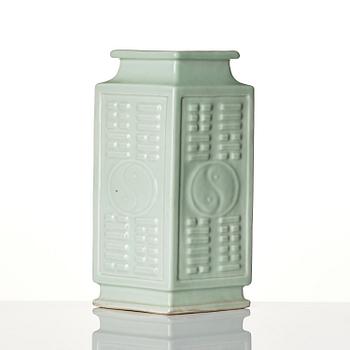 A celadon glazed 'trigram' vase, Qing dynasty, 19th century.
