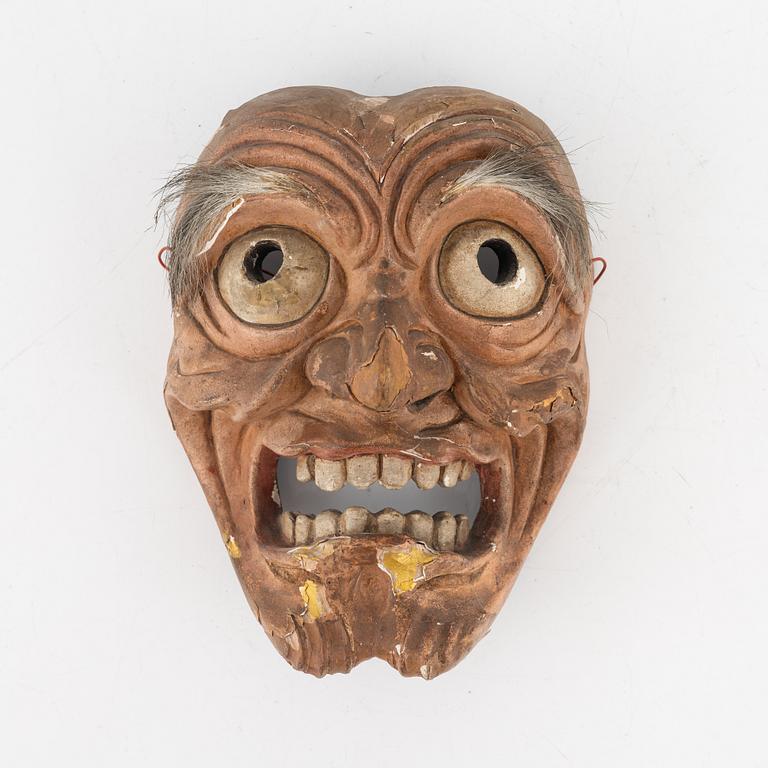 Noh-mask, bemålat trä, Japan, Edo (1603-1868).