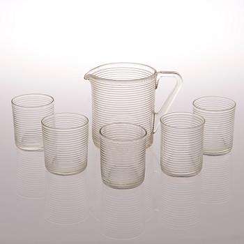 A pitcher and a set of 5 drinking glasses 4059, Karhula 1937-1938.