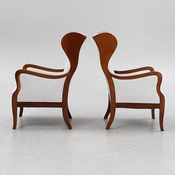 Frits Henningsen, tillskrivna, öronlappsfåtöljer ett par, Danmark.