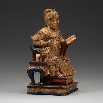 A wood, gilt and lacquered figure of Zhenwu, Qing dynasty, presumably Qianlong (1736-1795).