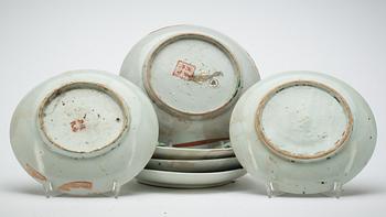 TALLRIKAR, 6 st, porslin. Kina, 1800-tal.