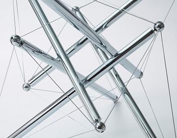 A Theodore Waddell '714' chromed steel and glass dining table, Cassina, Italy.