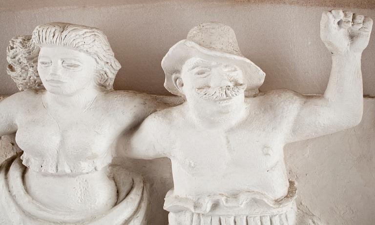 VÄGGRELIEF, gips, Stig Blomberg, sign.