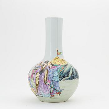 A famille rose vase, China, 20th Century with seal mark to base.