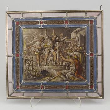 A pair of stained glass windows, circa 1900.