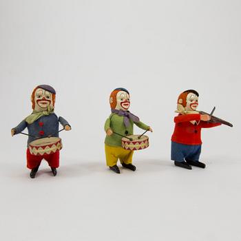 Three Schuco clowns Germany 1950s.