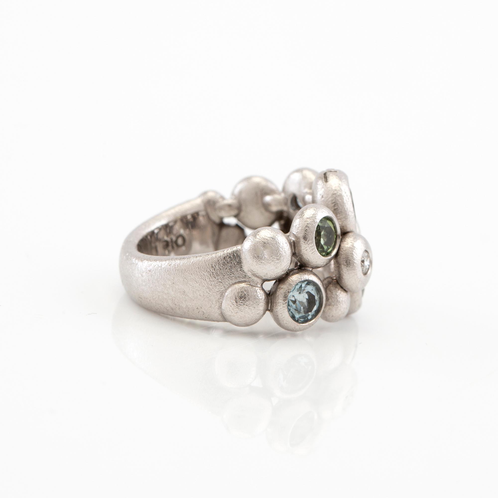 Ole Lynggaard, ring "Bubble/Bubbles" 18K white gold, diamonds and coloured gemstones, design Charlotte Lynggaard.