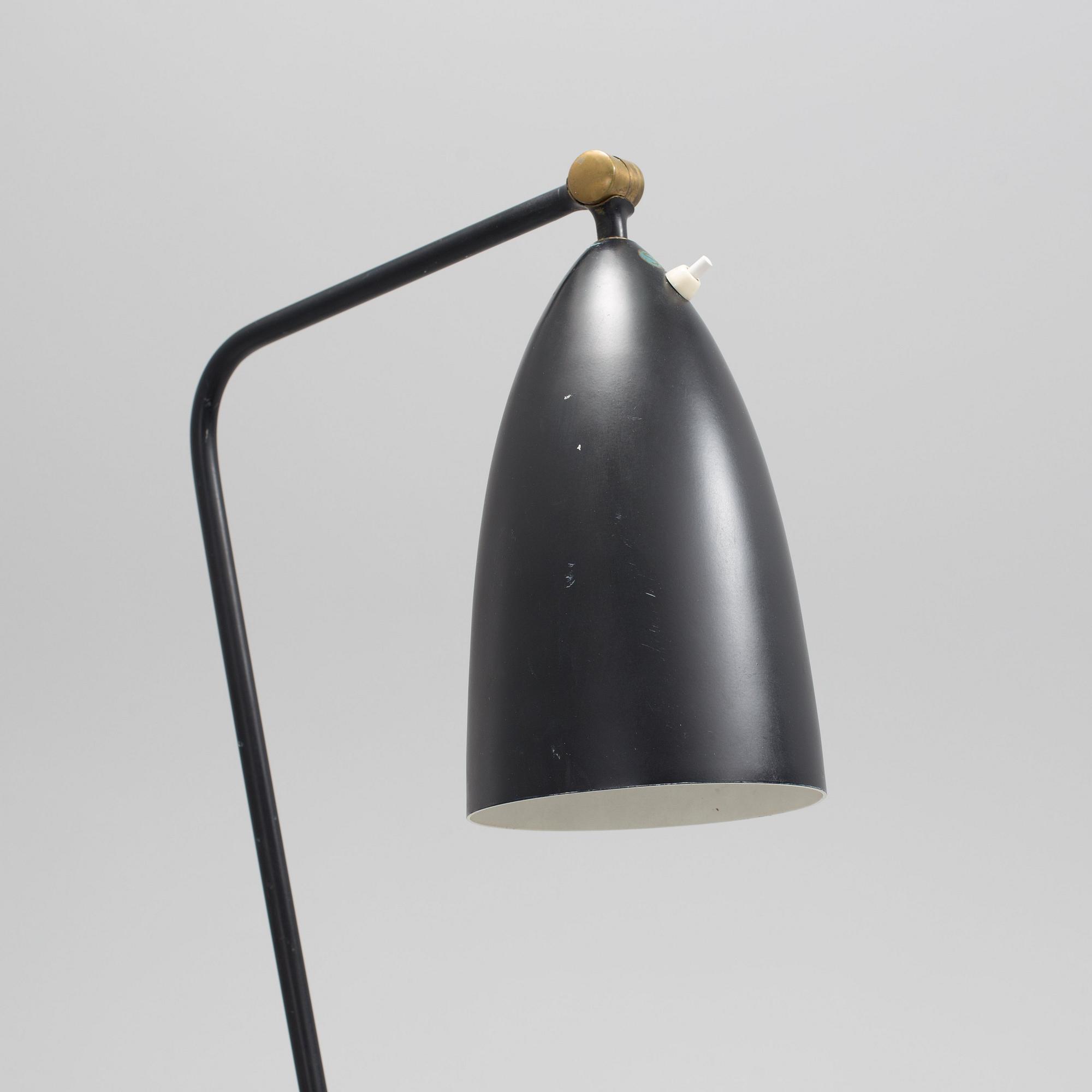 Greta Magnusson Grossman, a 'G-33' (Grasshopper) black lacquered floor lamp, Bergbom's, Sweden 1950's.