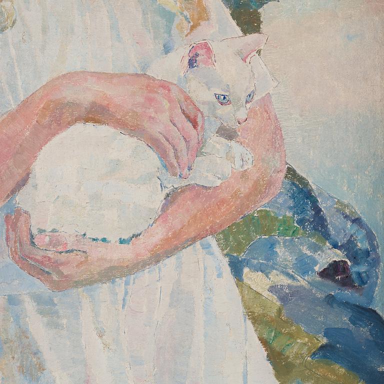 Carl Wilhelmson, Girl with cat (Marie-Louise Spånberg/"Maja-Lisa").