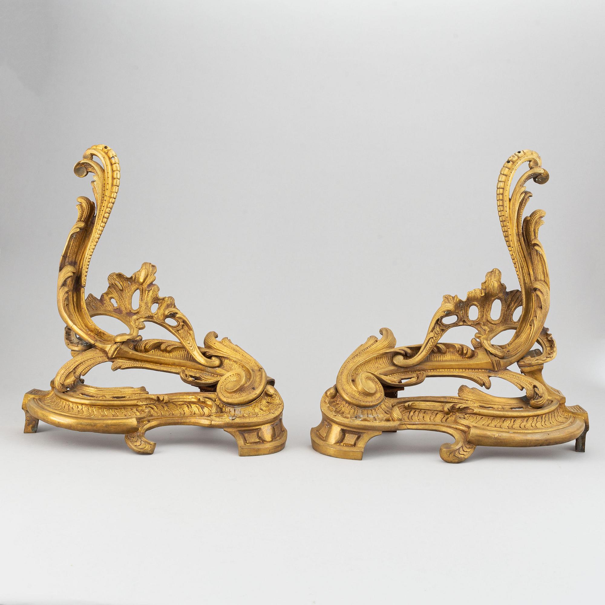 Eldhundar, ett par, Louis XV-stil, 1800-talets slut.