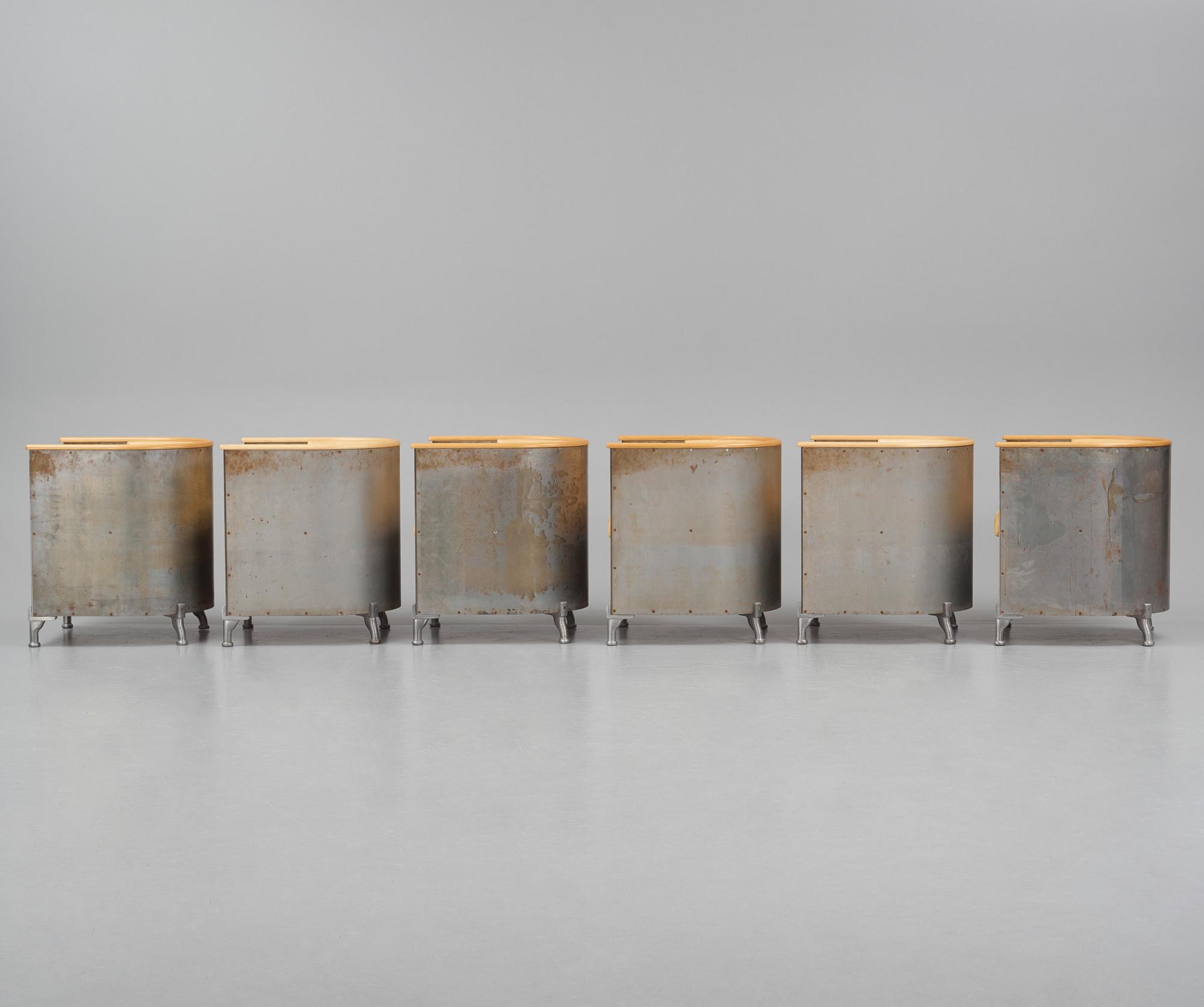 Mats Theselius, a set of six custom ordered "Aluminiumfåtölj", Källemo, Värnamo ca. 1990.