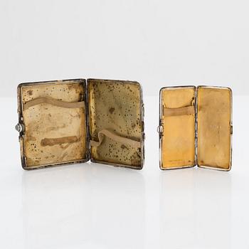 Two silver cigarette cases,  Turku 1917 and 1925.