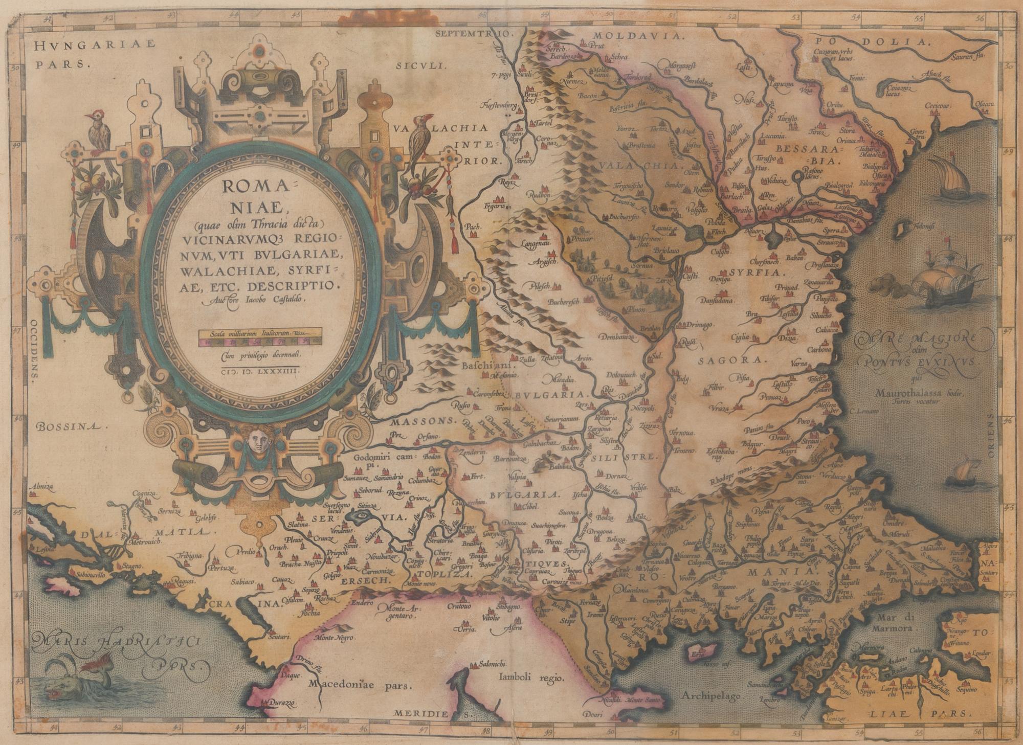 ABRAHAM ORTELIUS, kartta, 1584, väritetty.