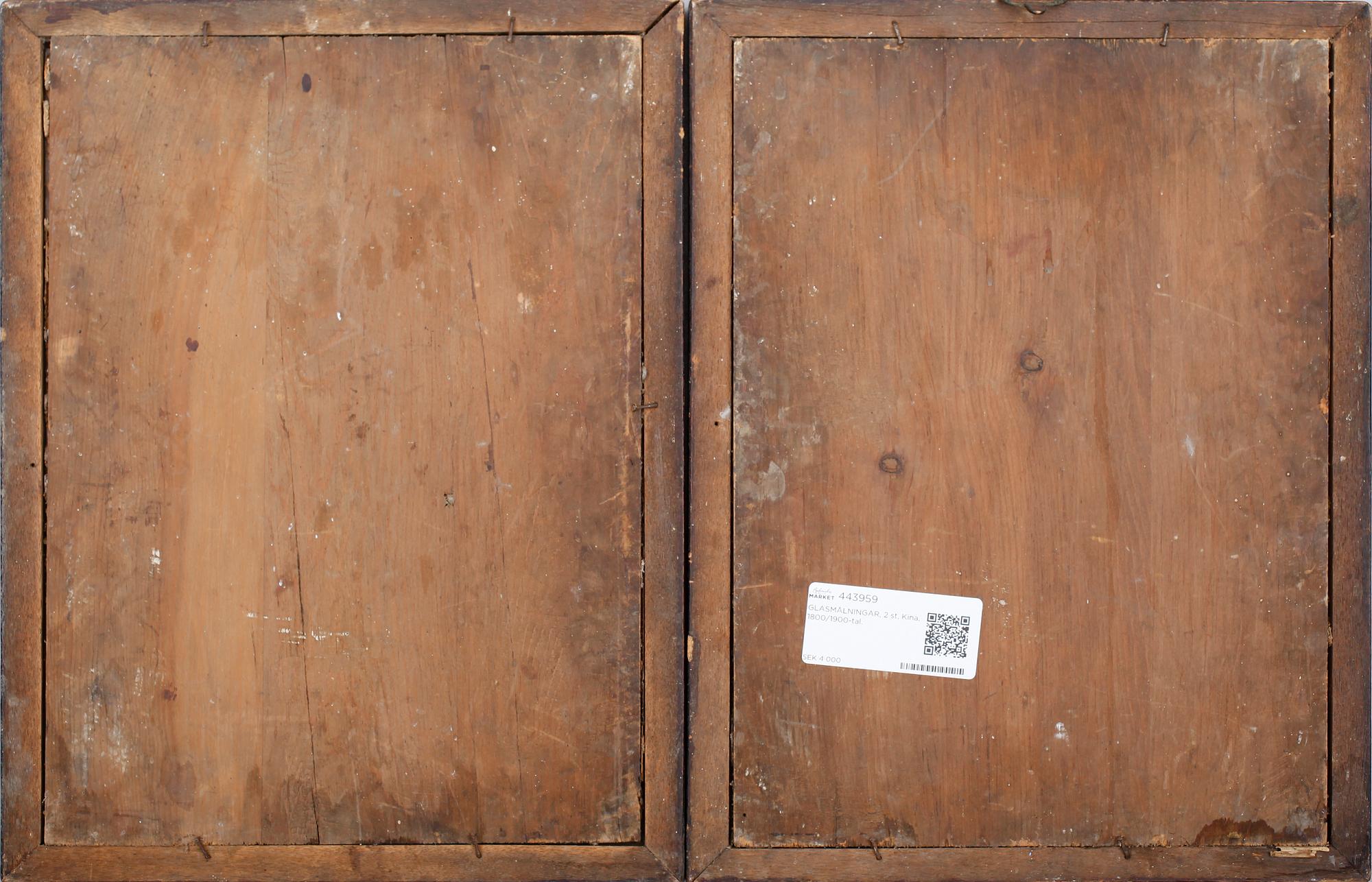 GLASMÅLNINGAR, 2 st, Kina, 1800/1900-tal.