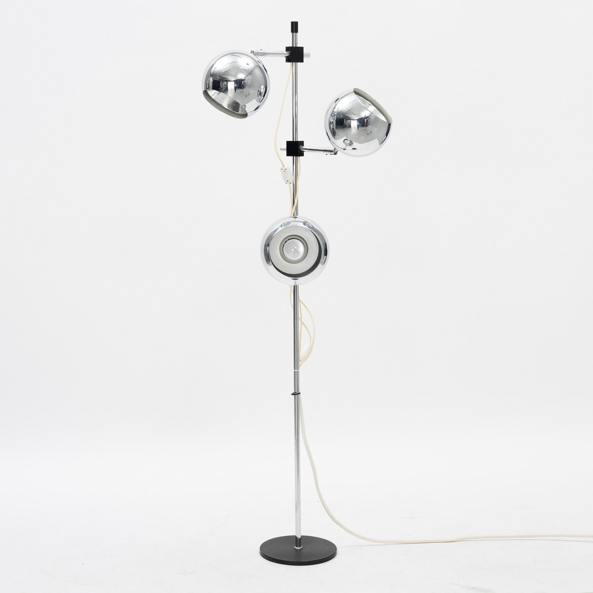 A chromed floor lamp, later part of the 20th century.