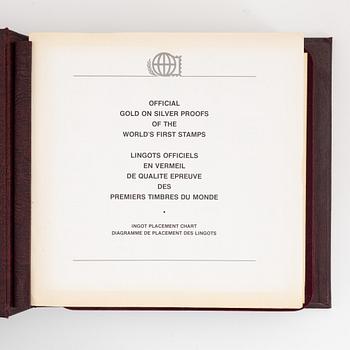 Franklin Mint,a set of 73 "Official gold on silver proofs of the world's first stamps",