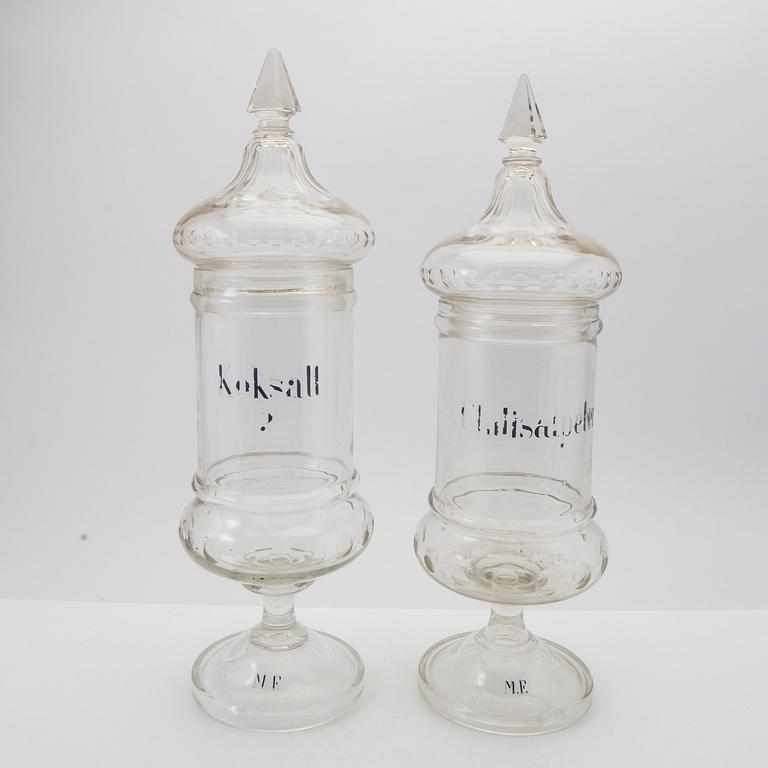 Apothecary jars, 7 pieces, first half of the 20th century.