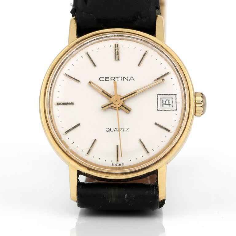 DAMARMBANDSUR, 14 k Certina, tot vikt ca 13,8 gram inkl armband.