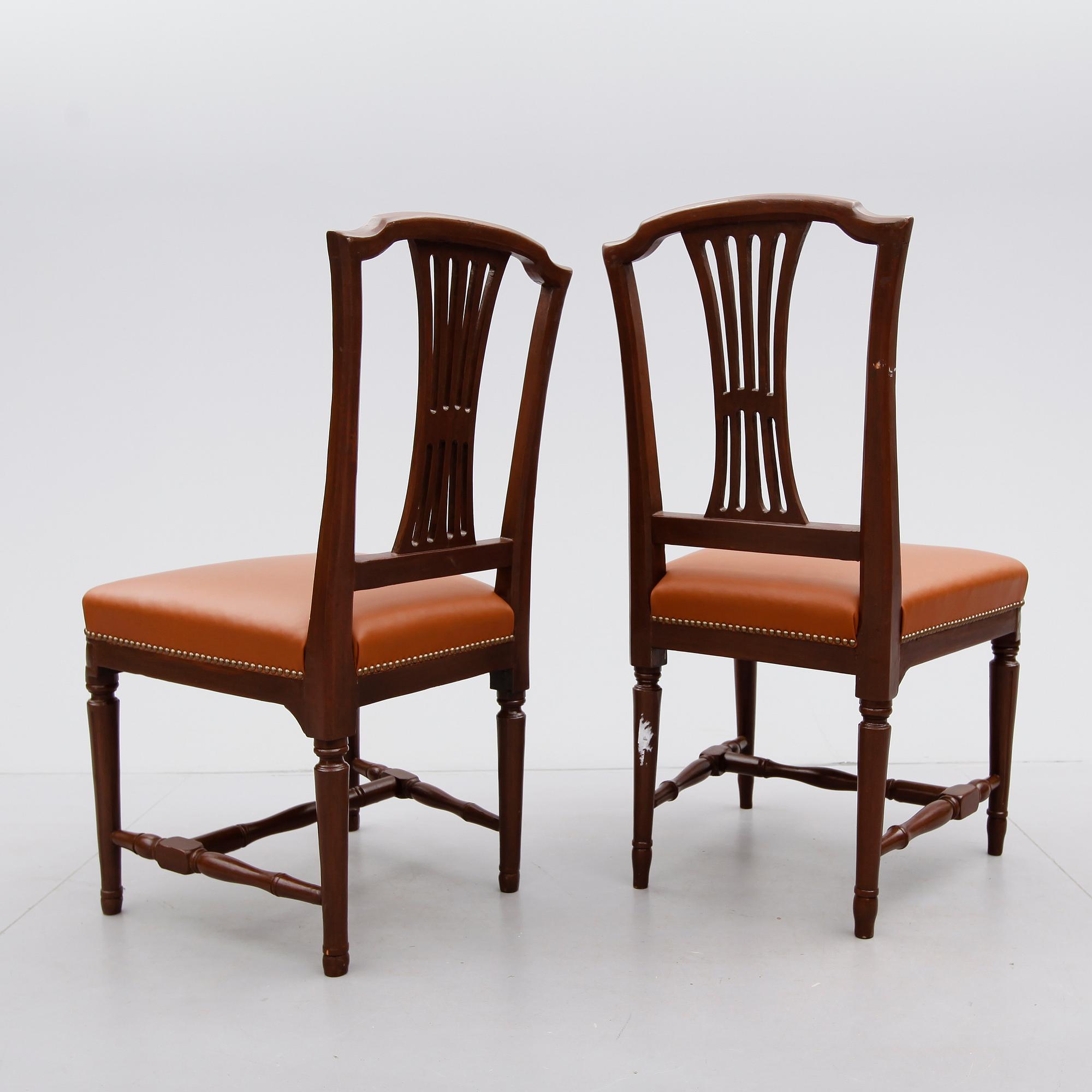 STOLAR, 7 st, gustavianska stockholmsarbeten, Melchior Lundberg, Stockholm, omkring år 1800.