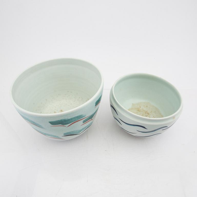 Kerstin Hörnlund, a set of two bowls own workshop and Rörstrand.