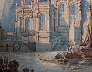 OKÄND KONSTNÄR, akvarell, sign CFA Cantzler?, 1800-tal.