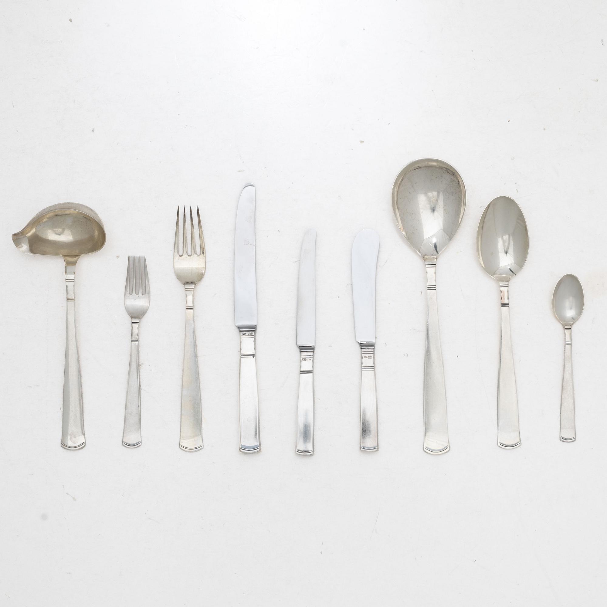 Jacob Ängman, A Swedish silver cutlery set, “Rosenholm”, GAB, some Stockholm 1958 (72 pieces).