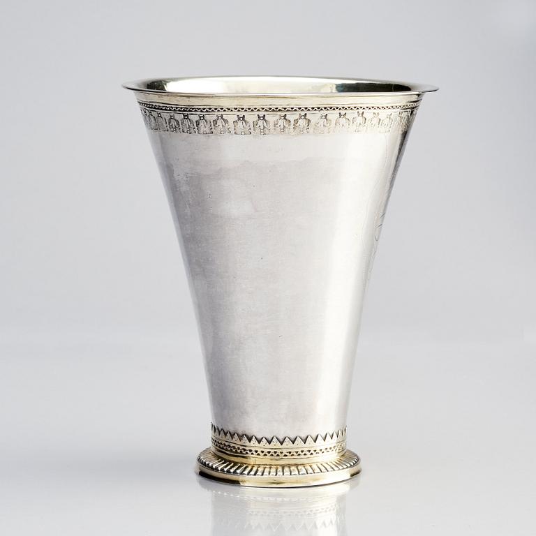 A Swedish parcel-gilt silver beaker, mark of Lars Magnus Kallerström, Kalmar 1779.