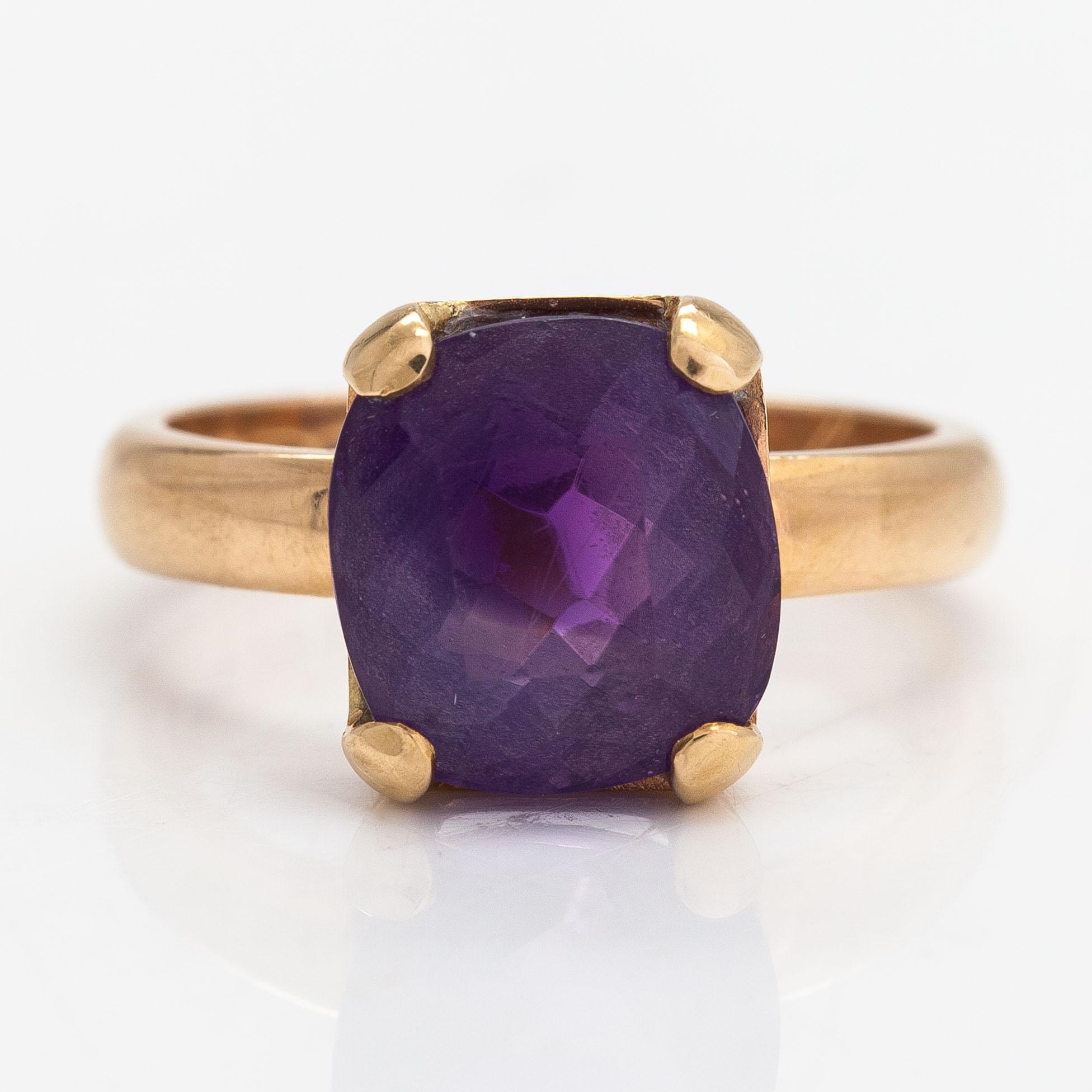 Ring, 18K guld och ametist. Uuno Virtanen, Tammerfors 1953.