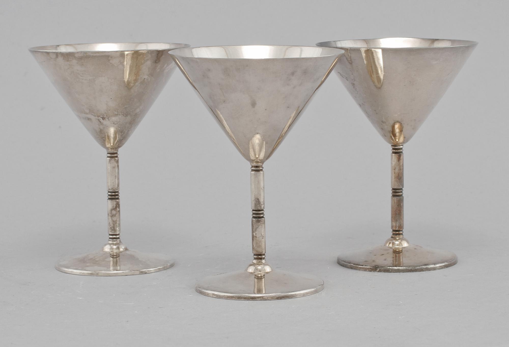 MARTINIGLAS, 12 st, nysilver, GAB, 1900-tal.