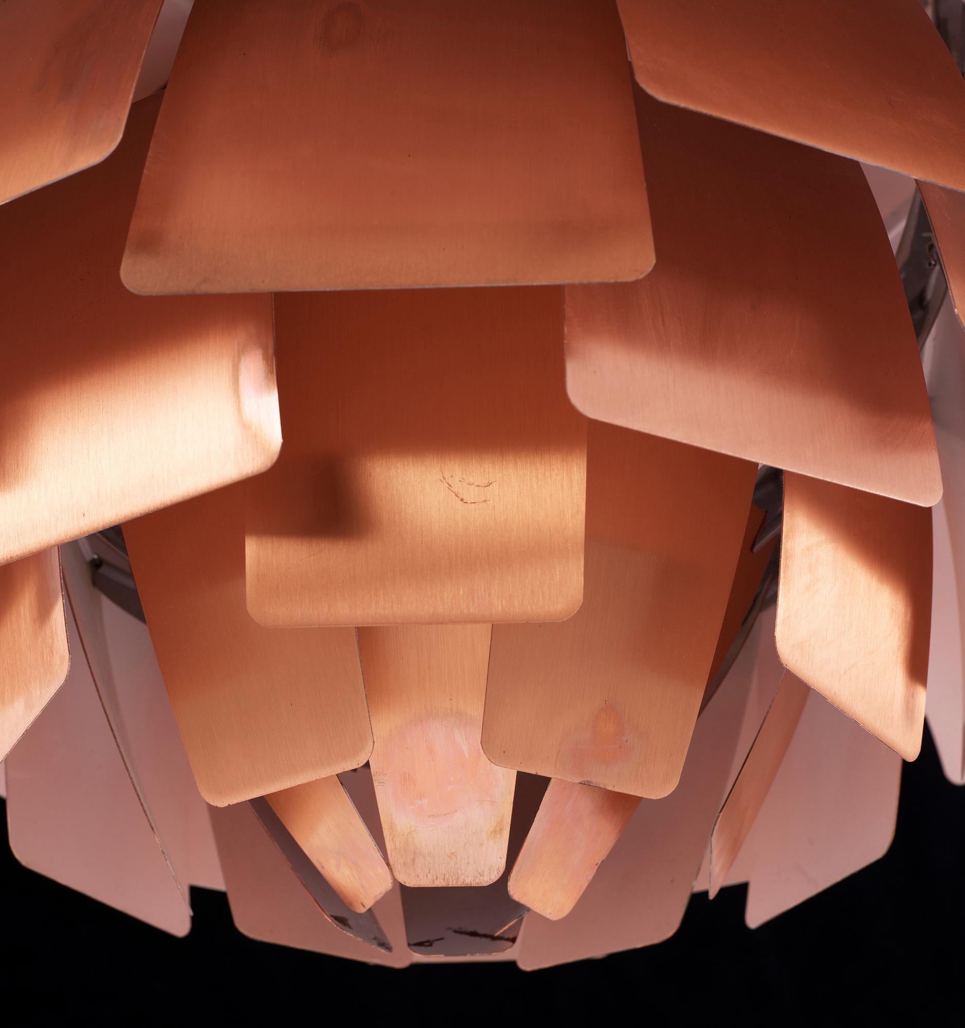 TAKLAMPA, "PH-Kotte", Poul Henningsen för Louis Poulsen, fomgiven 1957. Höjd ca 110 cm, inkl upphängning.