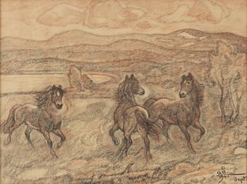 Acke Åslund, chalk drawing, signed and dated 1940.