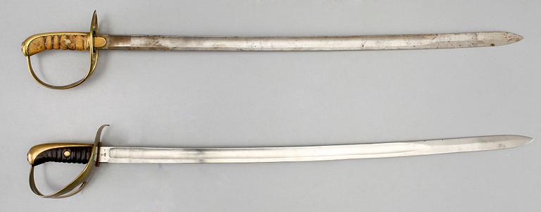 SABLAR, 2 st, Sverige, m/1867 samt m/1854.