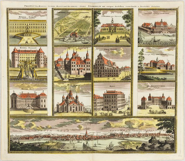 Johann Baptist Homann, "Prospect der Konigl: Schwed: Haupt und Residenz-Stadt Stokholm".
