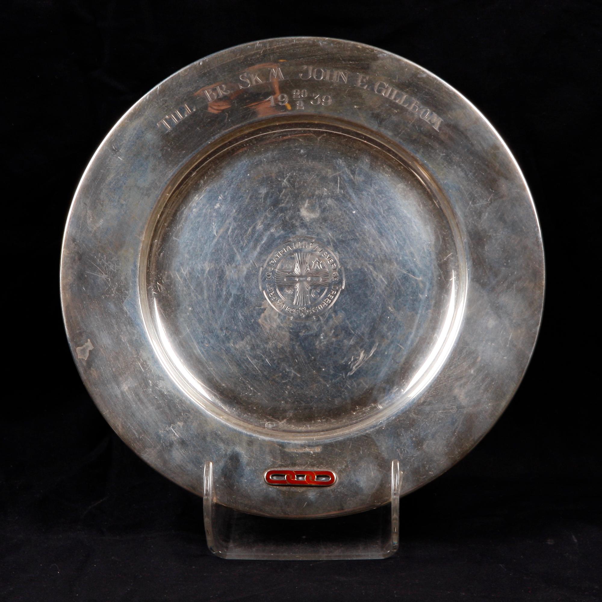 TALLRIK, silver, GAB, 1937.