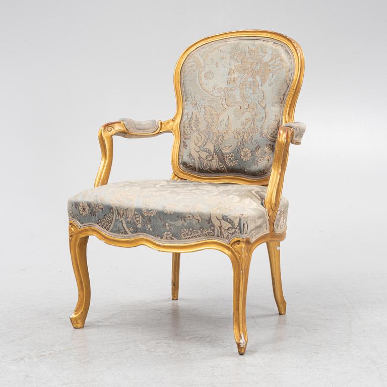 A rococo armchair, mid 18th Century.