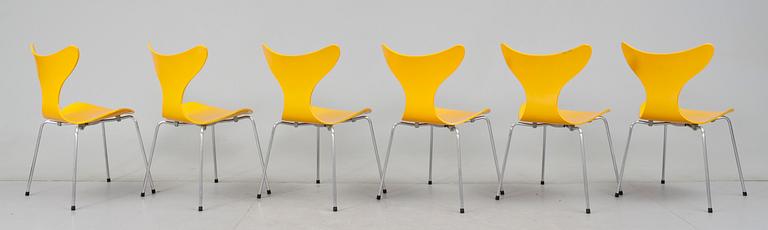 STOLAR, 6st, "Liljan / Måsen / Mågen", Arne Jacobsen, Fritz Hansen, 1979.