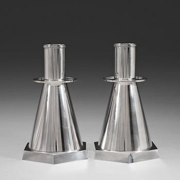 591. A pair of Wiwen Nilsson sterling candlesticks, Lund Sweden 1944.