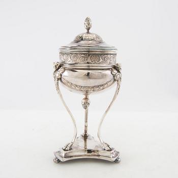 Sugar bowl, Empire style, CG Hallberg, silver plate, first half of the 20th century.