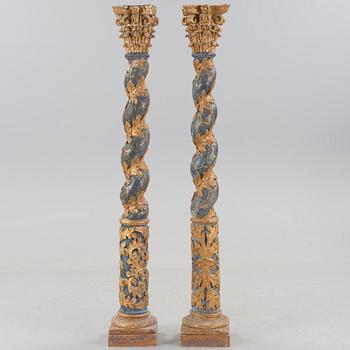 A pair of 19th century baroque style columns, probably from Italy.