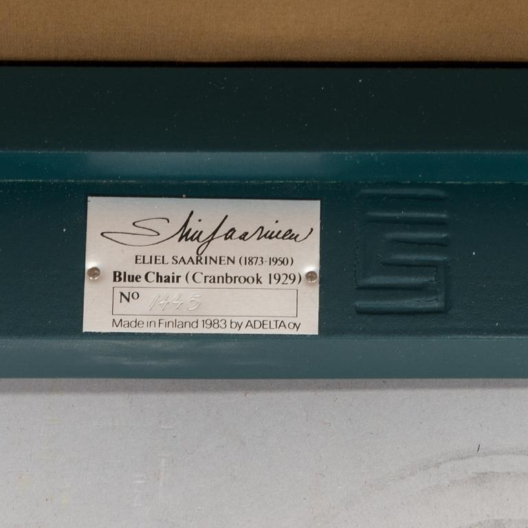 Eliel Saarinen, A pair of "The Blue Chair" armchairs Adelta, Finland 1983.
