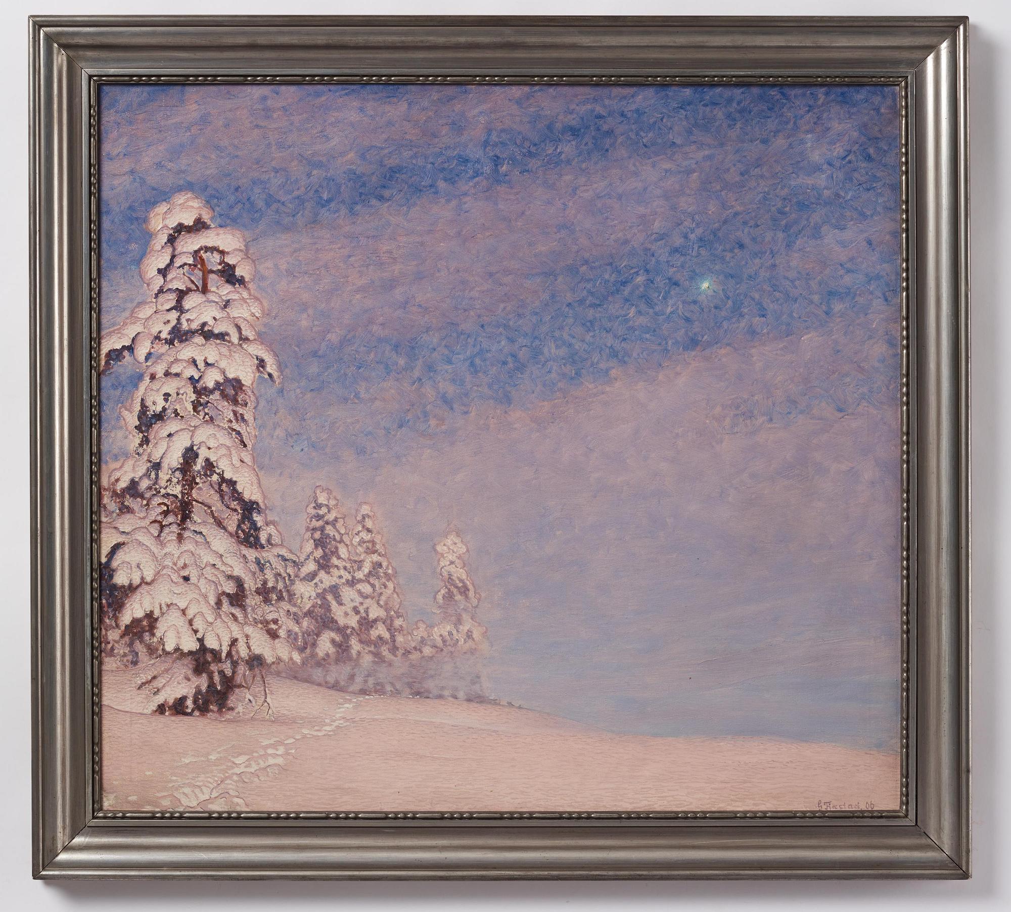 Gustaf Fjaestad, Tracks in the deep snow.