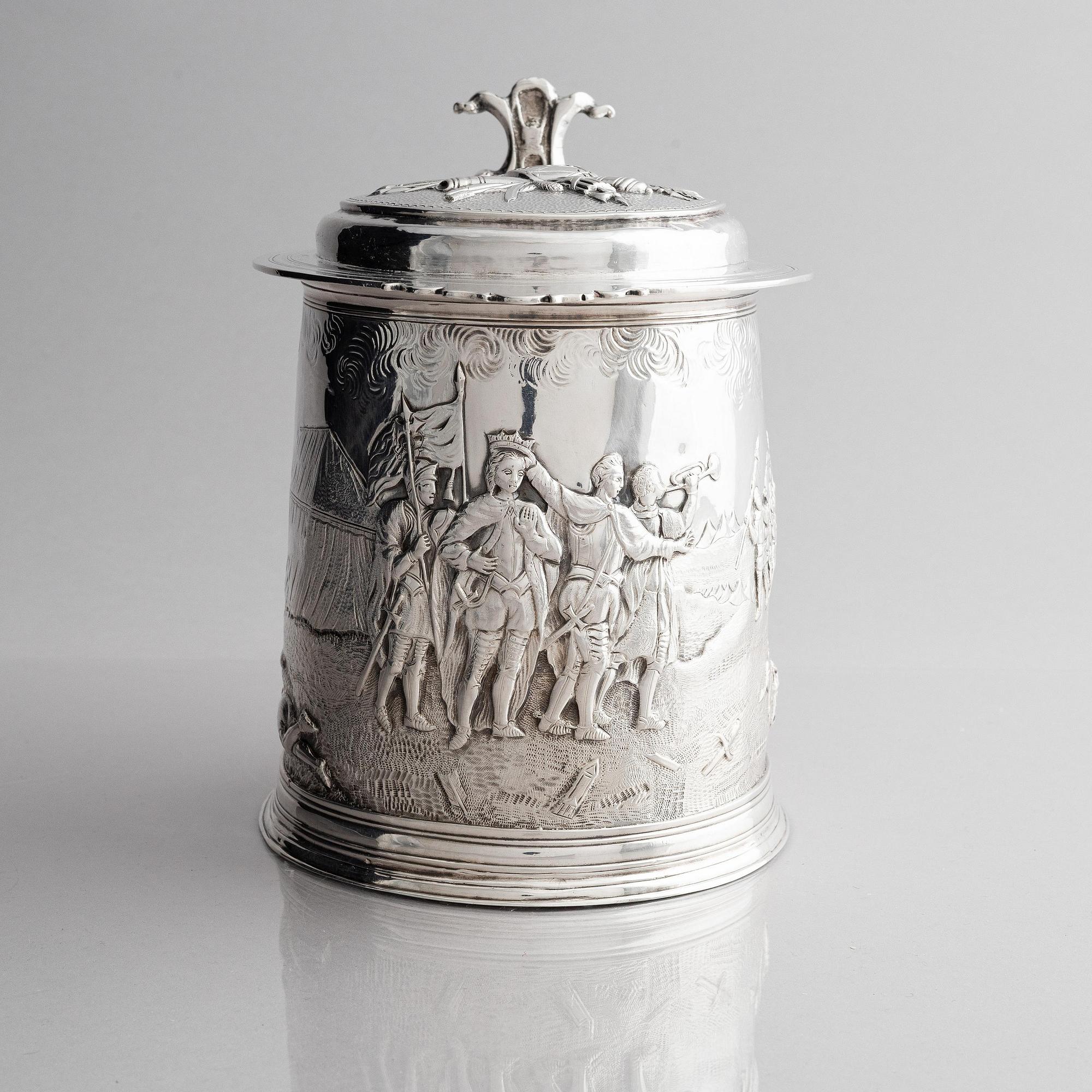 John Jackson, dryckeskanna, silver, London 1698-1699.