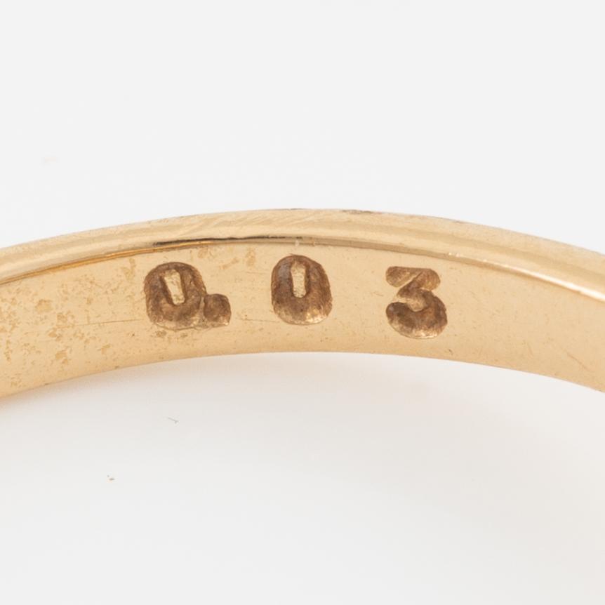 Ring, 18K guld med pärlor samt små åttkantslipade diamanter.